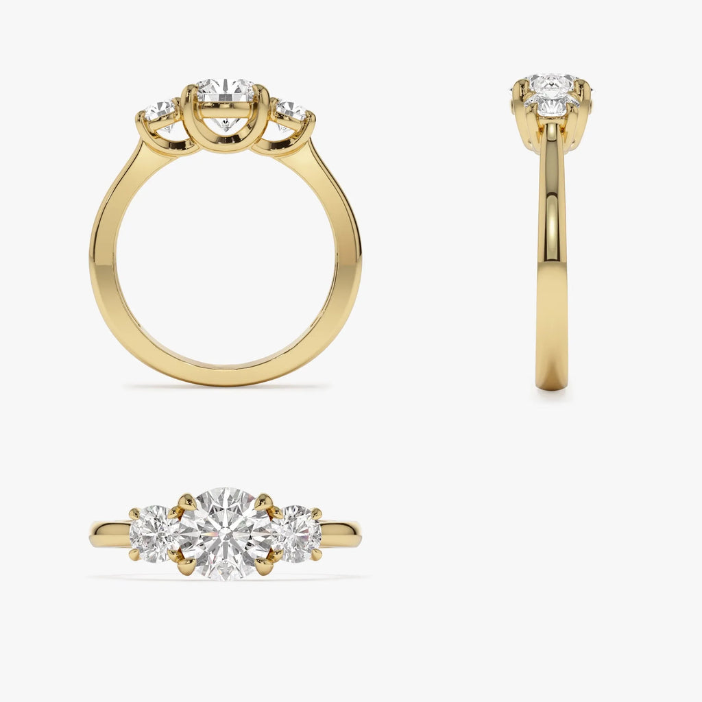 14k Gold 1.50 ctw Round Lab Grown Diamond Three Stone Engagement Ring