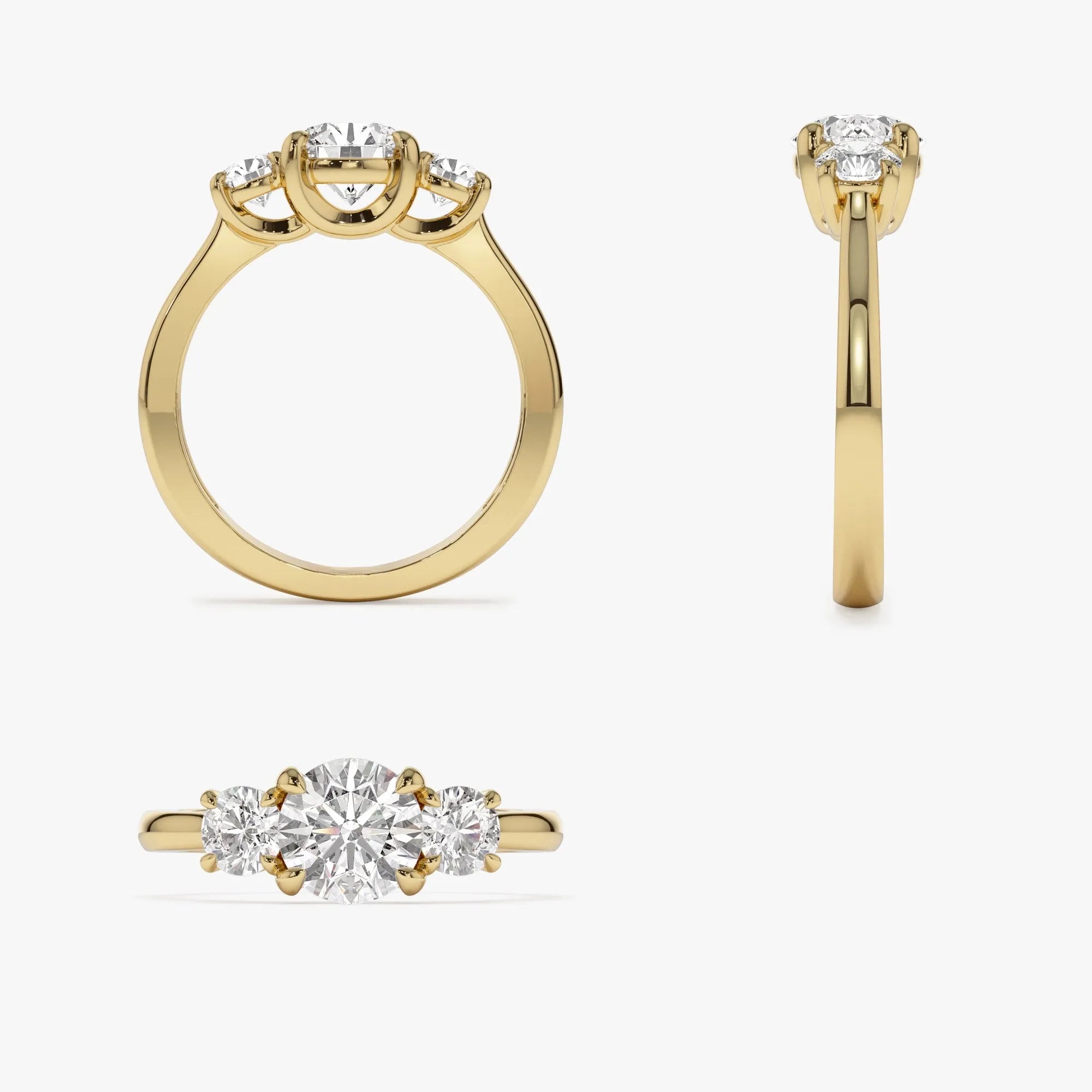 14k Gold 1.50 ctw Round Lab Grown Diamond Three Stone Engagement Ring