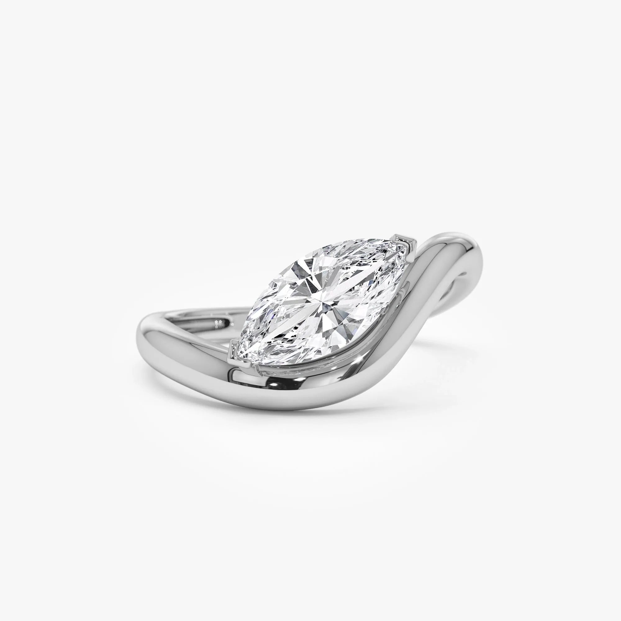 14k Gold 1.00 ctw Marquise Lab Grown Diamond Sleek Engagement Ring Rylee