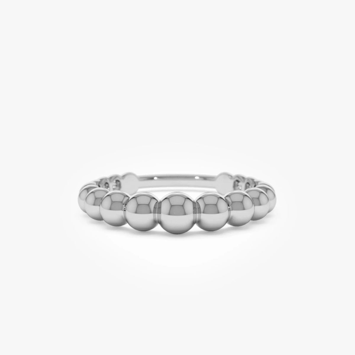 14k Solid Gold Beaded Graduated Band Ring 4mm Width