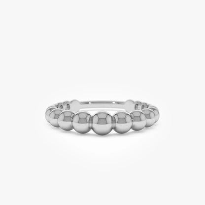 14k Solid Gold Beaded Graduated Band Ring 4mm Width