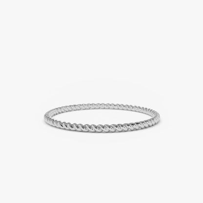 14K Solid Gold 1.0mm Twisted Rope Stackable Wedding Band Ring