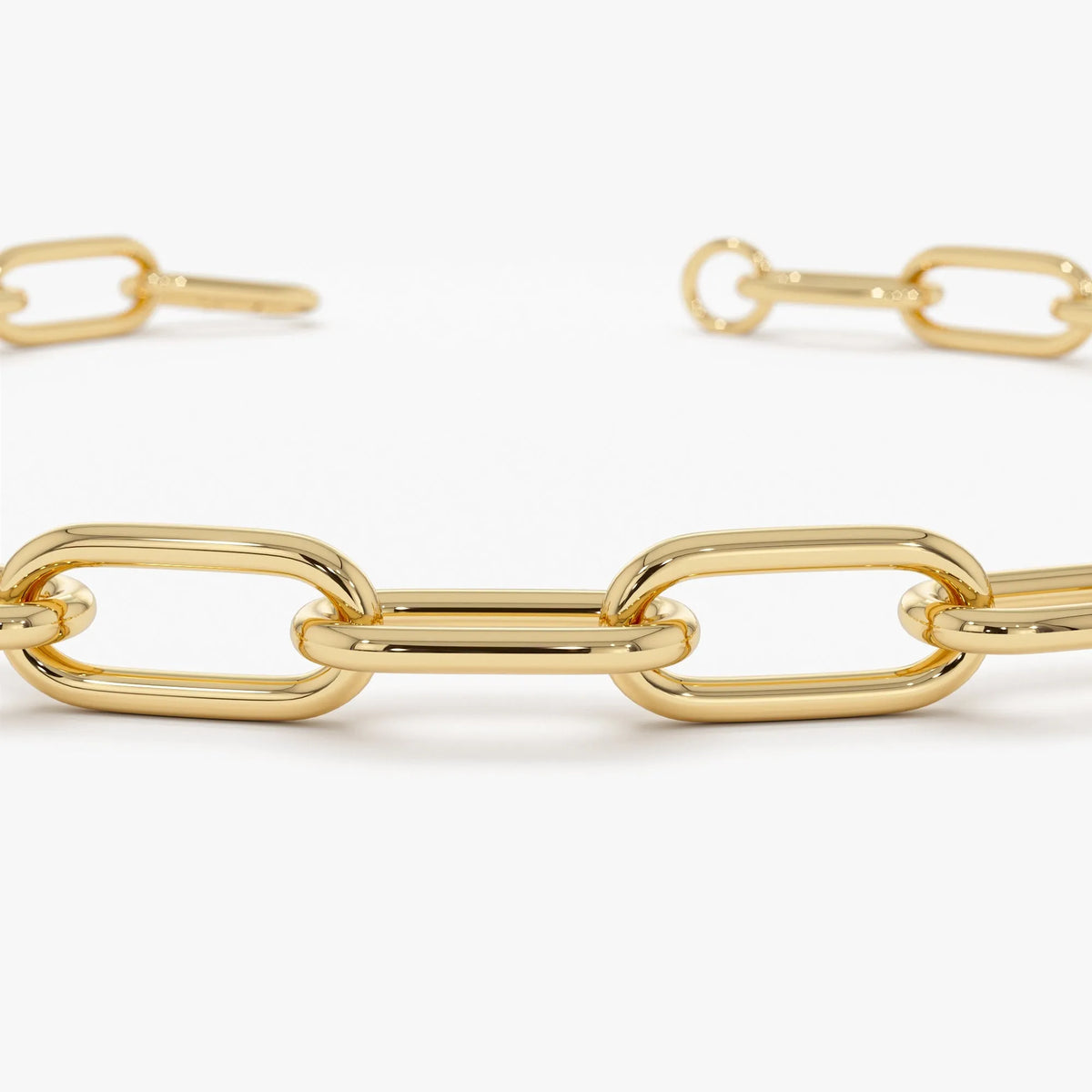 14K Gold 8mm Paperclip Link Chain Bracelet