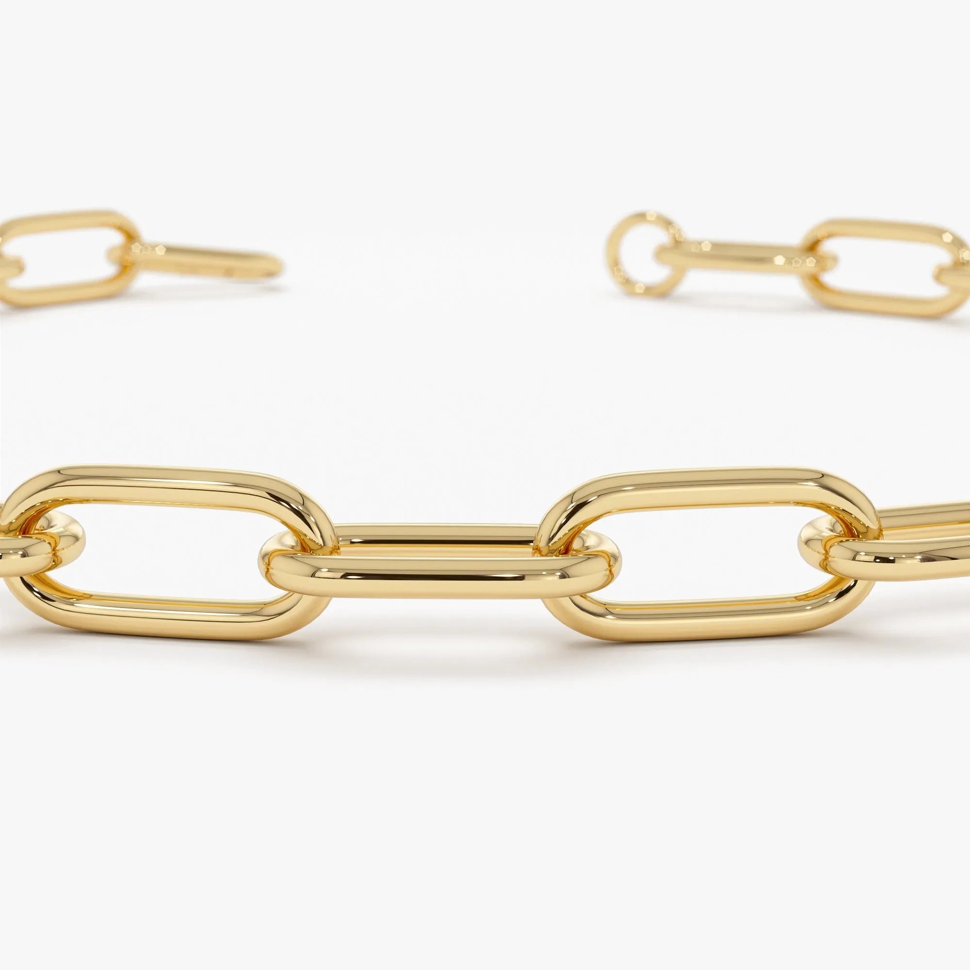 14K Gold 8mm Paperclip Link Chain Bracelet