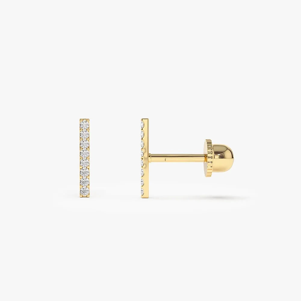 14k Gold Diamond Round Cut Bar Helix Piercing Single Earring 0.07 ctw