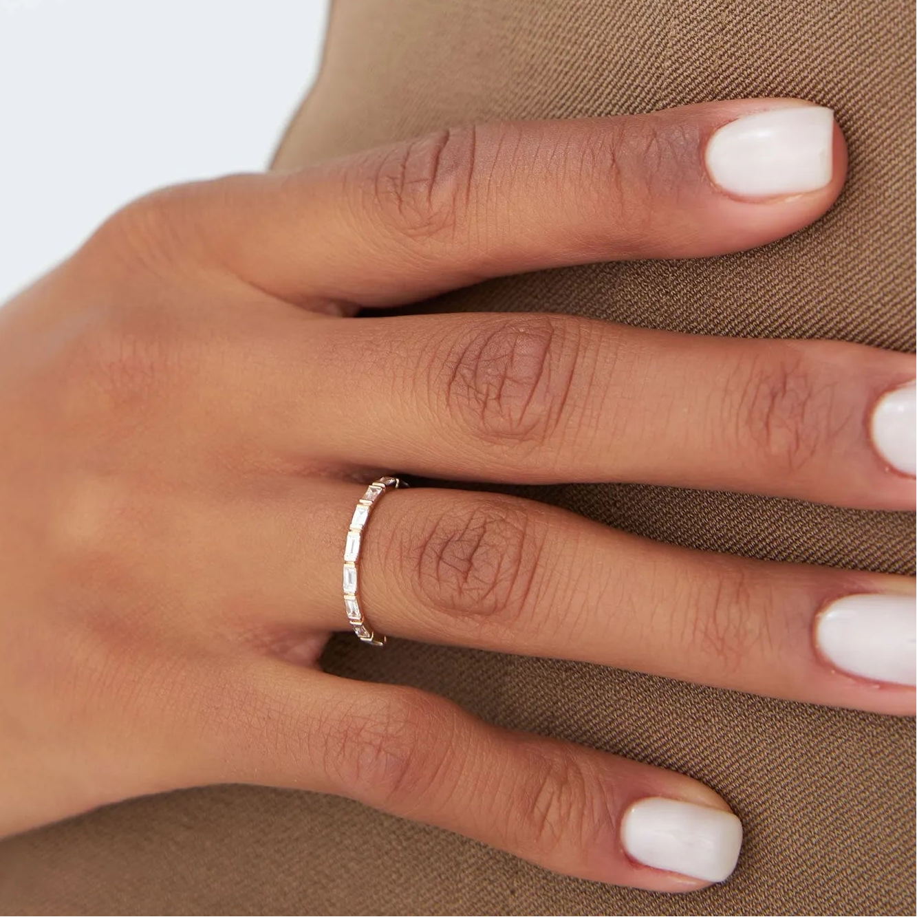14k Gold 0.64 Carat Baguette Diamond Bar Setting Eternity Ring
