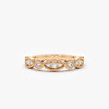 14K Gold 0.26 Carat Round Diamond Vintage Micro-Pave Wedding Ring Band