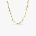 14k Solid Gold Round Rolo Link Chain Necklace
