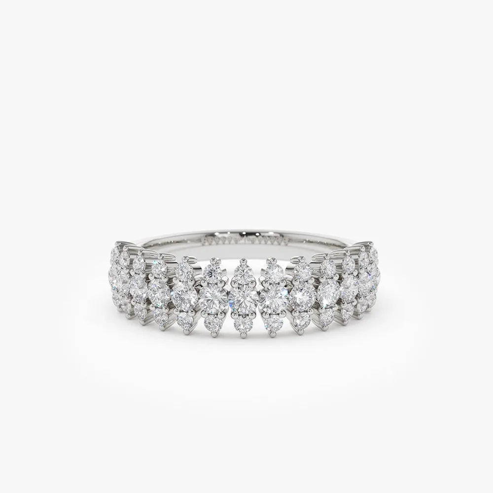 14k Gold Round Diamond 0.69ctw Half Eternity Spike Prong Setting Ring