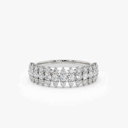 14k Gold Round Diamond 0.69ctw Half Eternity Spike Prong Setting Ring