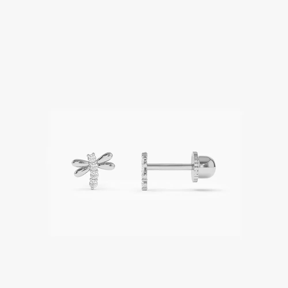 14k Gold Diamond Round Cut Bee Helix Piercing Single Earring 0.04 ctw