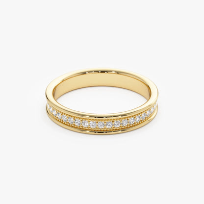 14K Solid Gold Round Natural Diamond Milgrain Full Eternity Ring 0.30 ctw