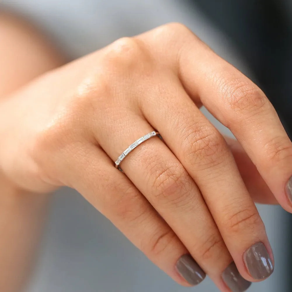 14K Gold Baguette Diamond 7 Stone Wedding Ring 0.27 CTW