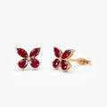 14K Solid Gold Marquise and Pear Cut Garnet Butterfly Stud Earrings 1.75ctw