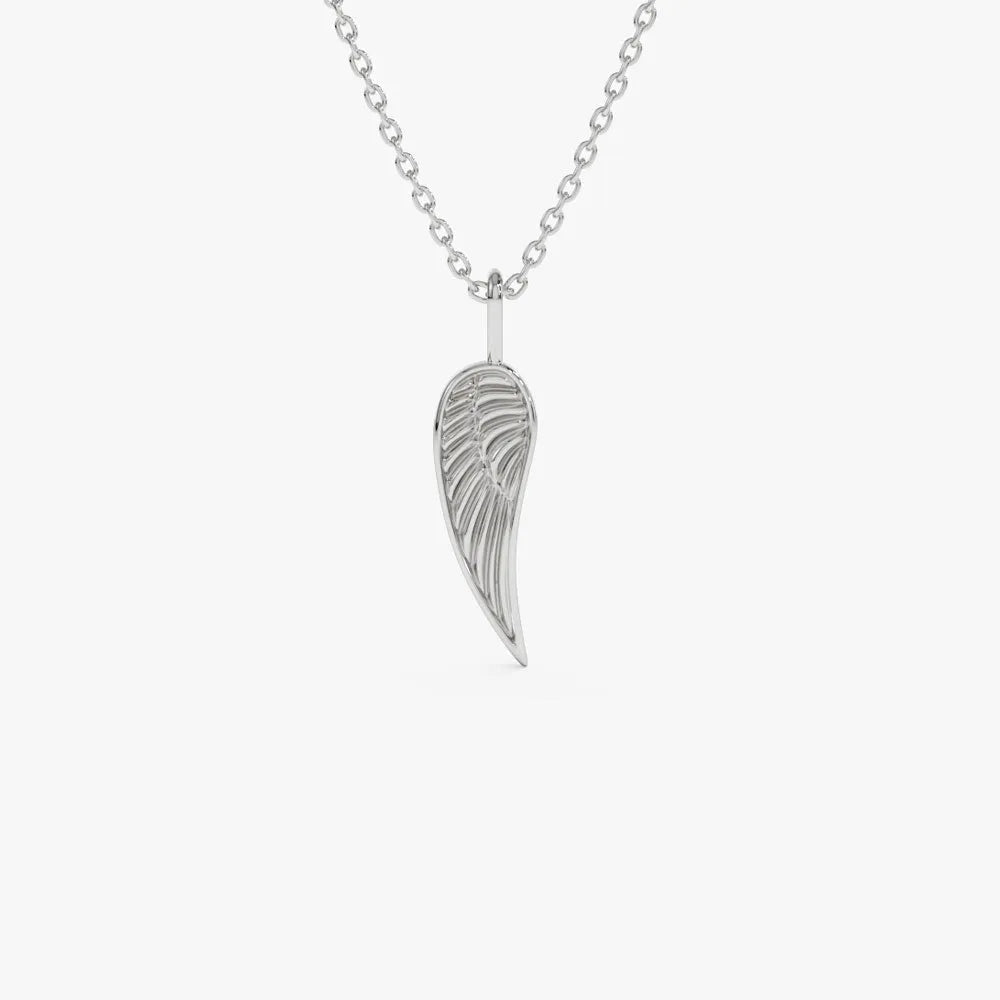 14k Solid Gold Angel Wings Pendant Necklace