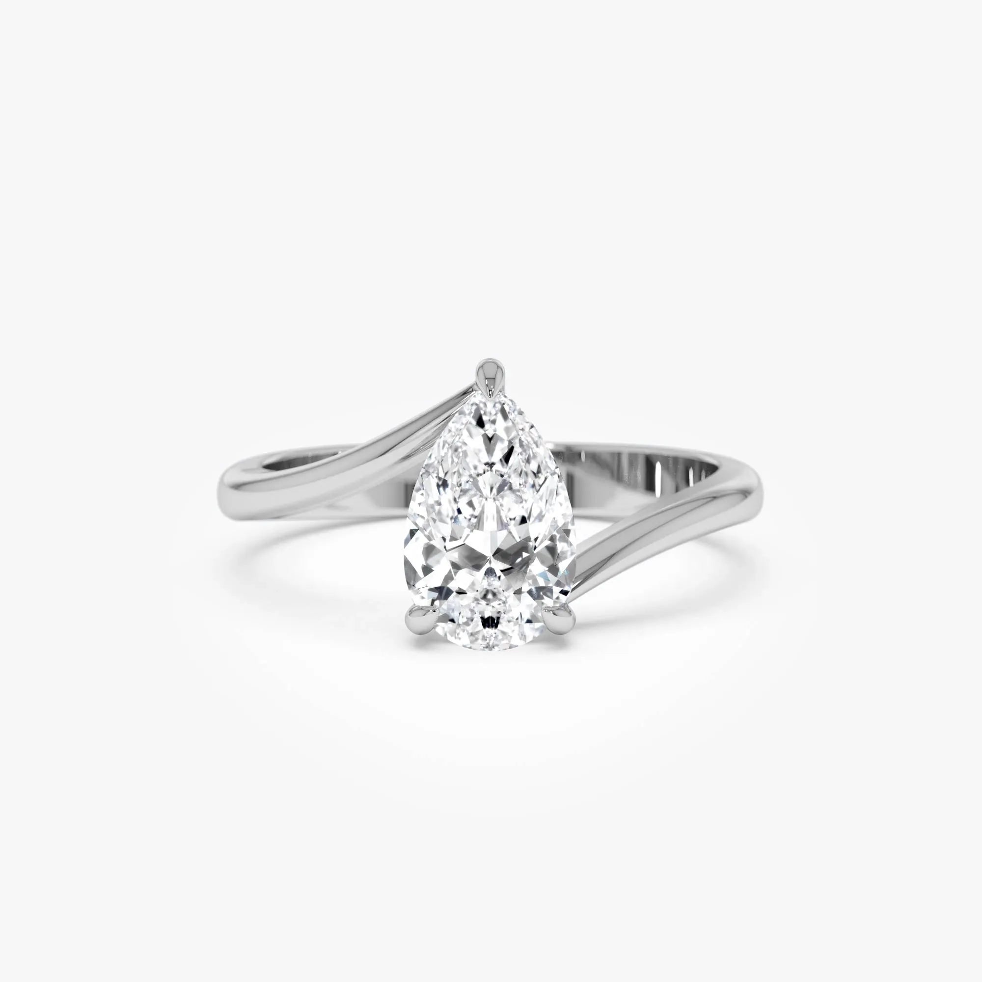1.00 Ctw 14k Gold Pear Shape Lab Grown Diamond S Setting Engagement Ring