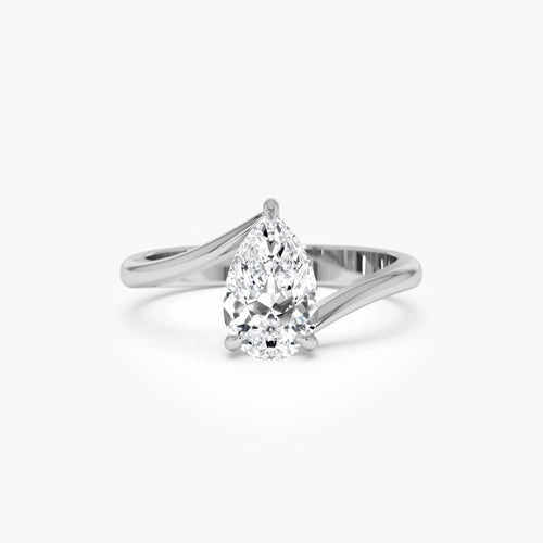 1.00 Ctw 14k Gold Pear Shape Lab Grown Diamond S Setting Engagement Ring