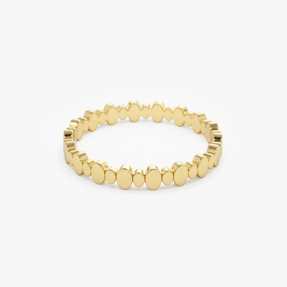 14k Solid Gold Alternating Size Oval Stackable Band Ring