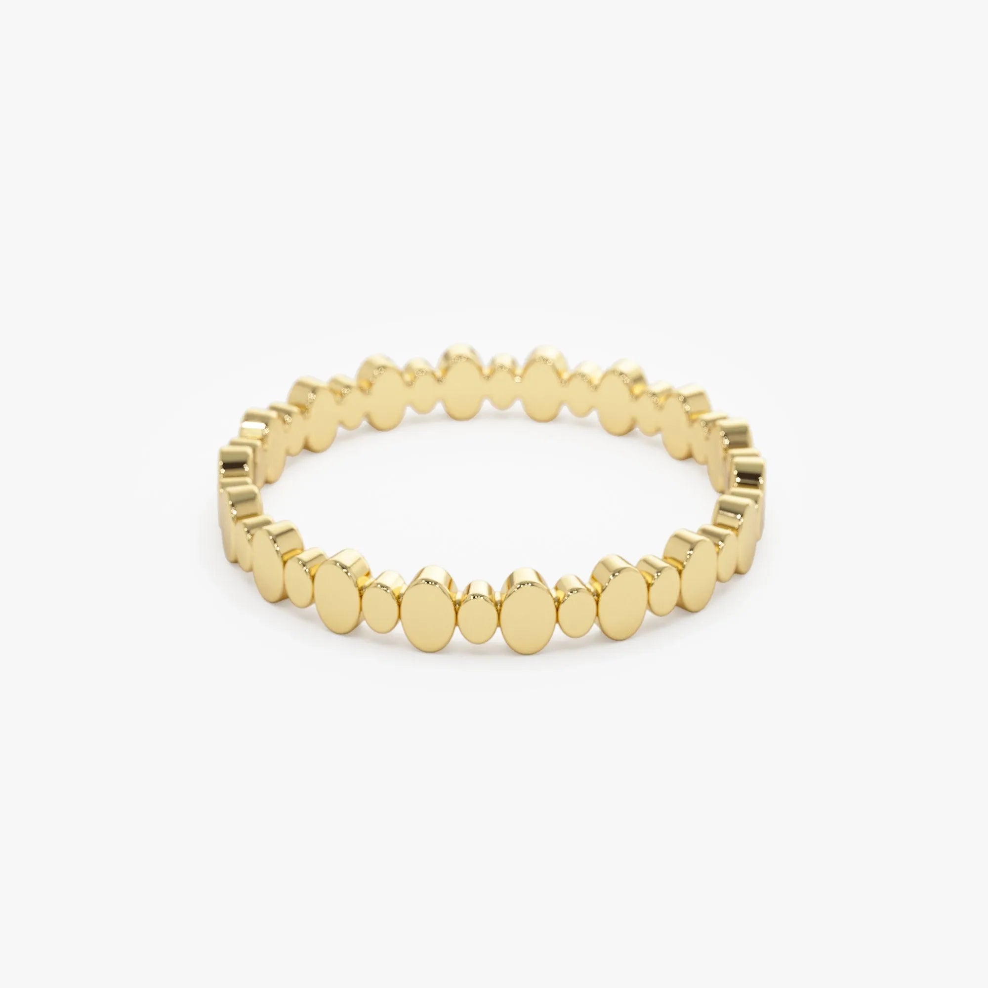 14k Solid Gold Alternating Size Oval Stackable Band Ring