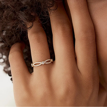 14k Gold Diamond Round Cut Infinity Eternity Ring 0.80 ctw