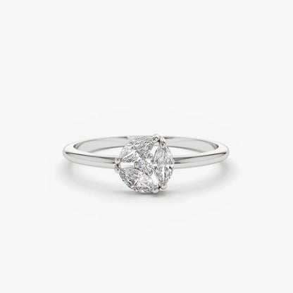 14K Solid Gold Marquise Diamond Cluster Ring 0.16 Carat Total Weight