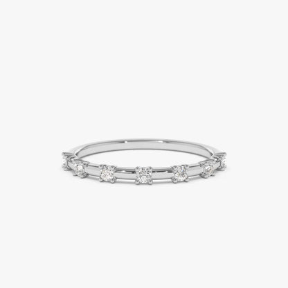 14K Gold Round Diamond 0.20ctw Half Eternity Minimalist Wedding Ring