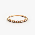 14k Gold Round Diamond Art Deco Wedding Band 0.07ctw Seven Stone Prong Setting