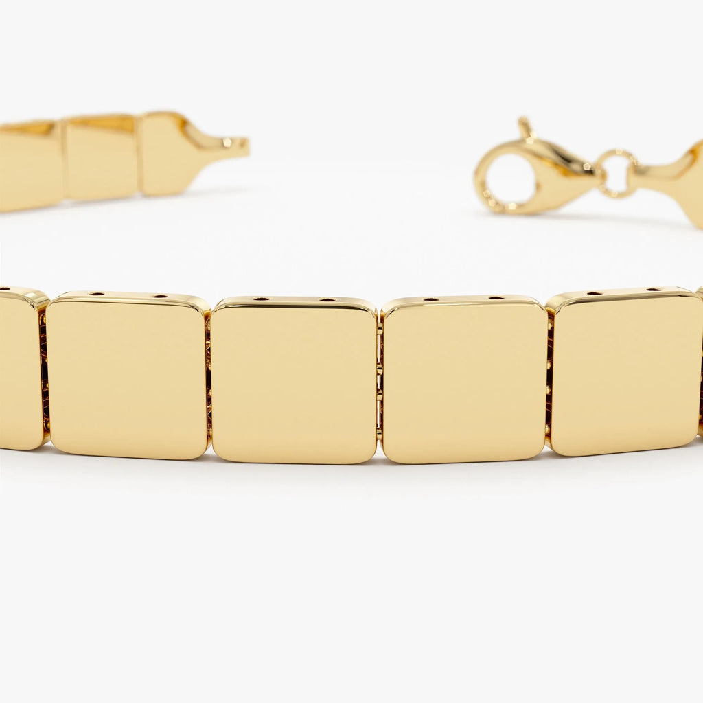 14k Gold Wide Square Link Stacking Chain Bracelet
