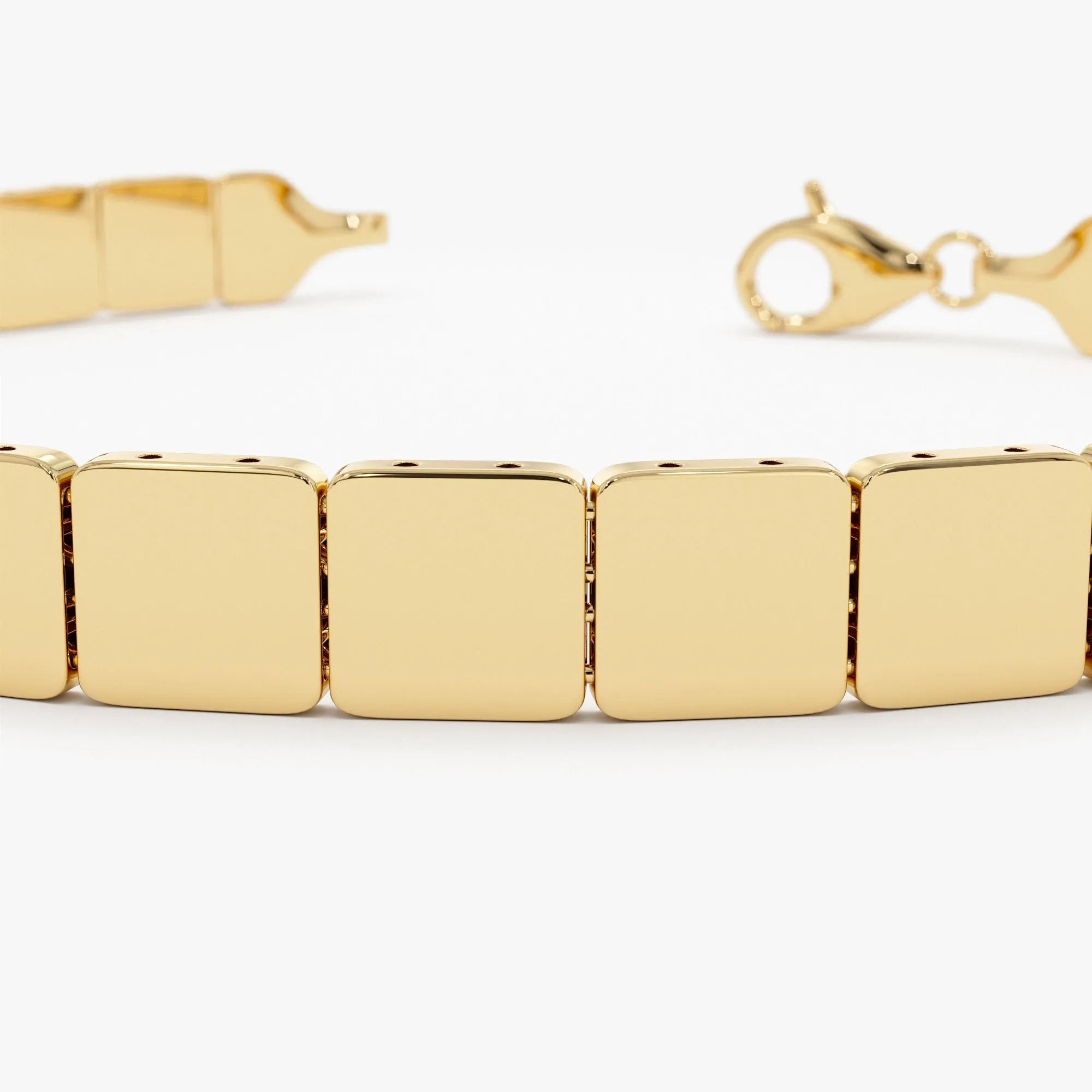 14k Gold Wide Square Link Stacking Chain Bracelet
