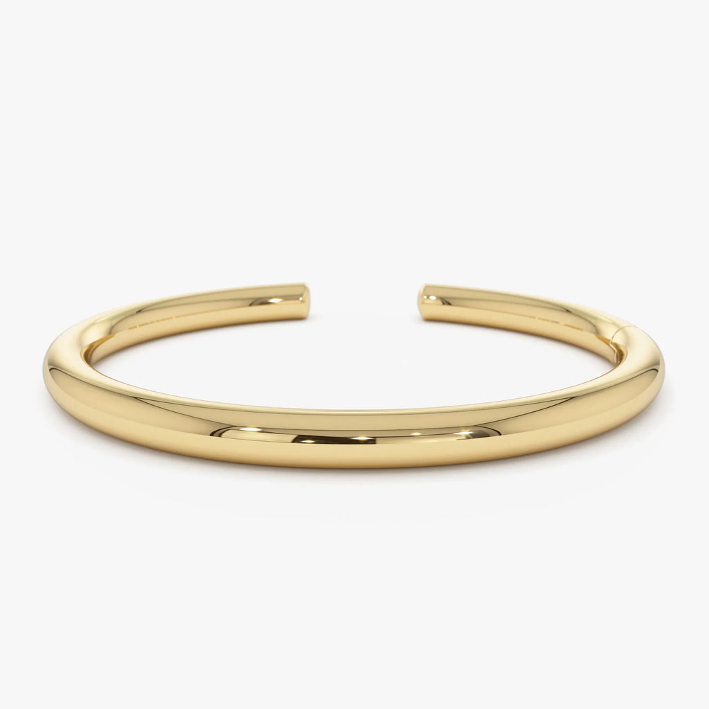 14k Solid Yellow Gold Thick Open Cuff Bangle Bracelet