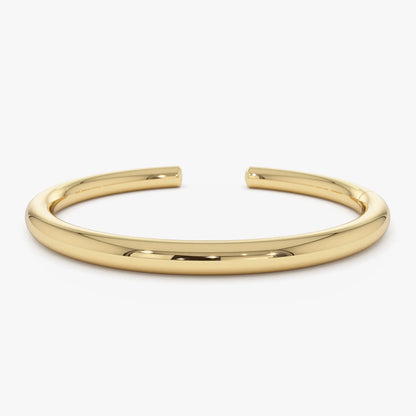 14k Solid Yellow Gold Thick Open Cuff Bangle Bracelet