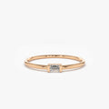 14K Solid Gold Baguette Diamond Solitaire Stacking Ring 0.06ctw