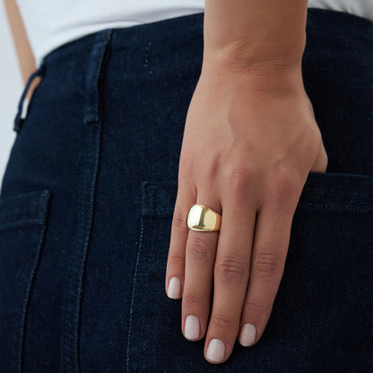 14k Solid Gold Chunky Graduated Dome Statement Ring