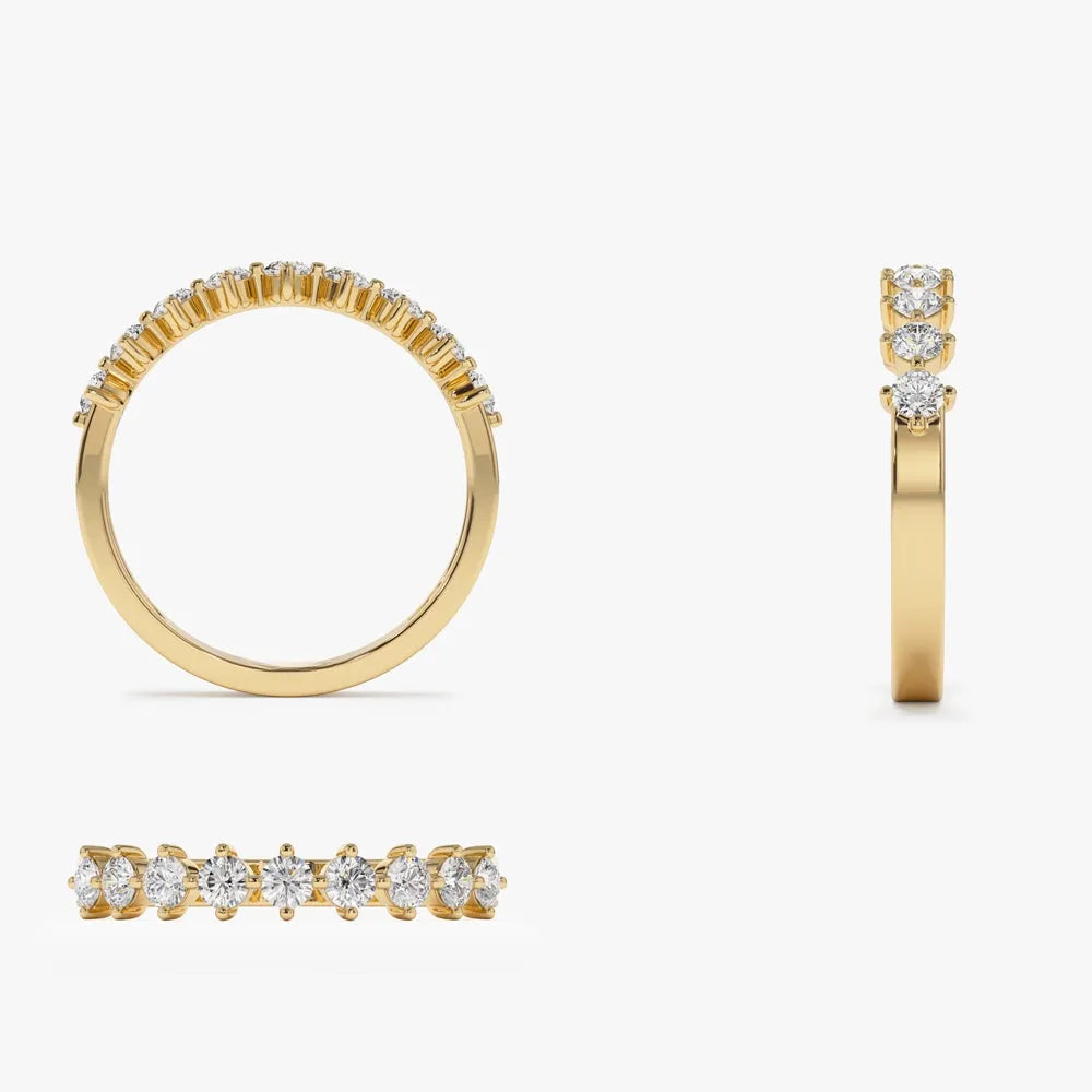 14k Gold Round Diamond 9 Stone Prong Set Women's Wedding Ring 0.50 Carat