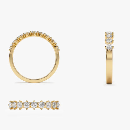 14k Gold Round Diamond 9 Stone Prong Set Women's Wedding Ring 0.50 Carat