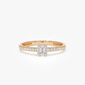 14k Gold 0.15 ctw Baguette and Round Diamond Cluster Stacking Pavé Band