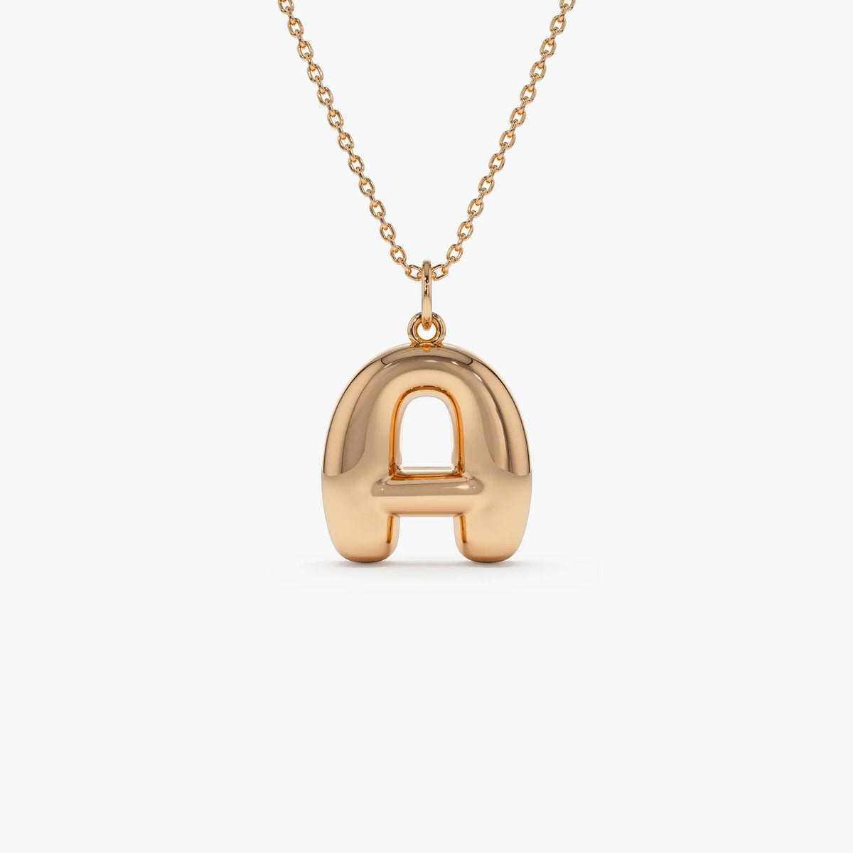 14k Solid Gold Balloon Initial Letter Pendant