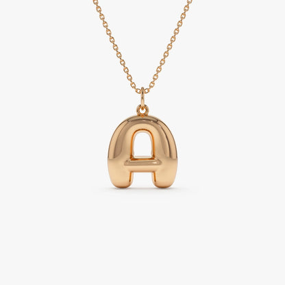14k Solid Gold Balloon Initial Letter Pendant