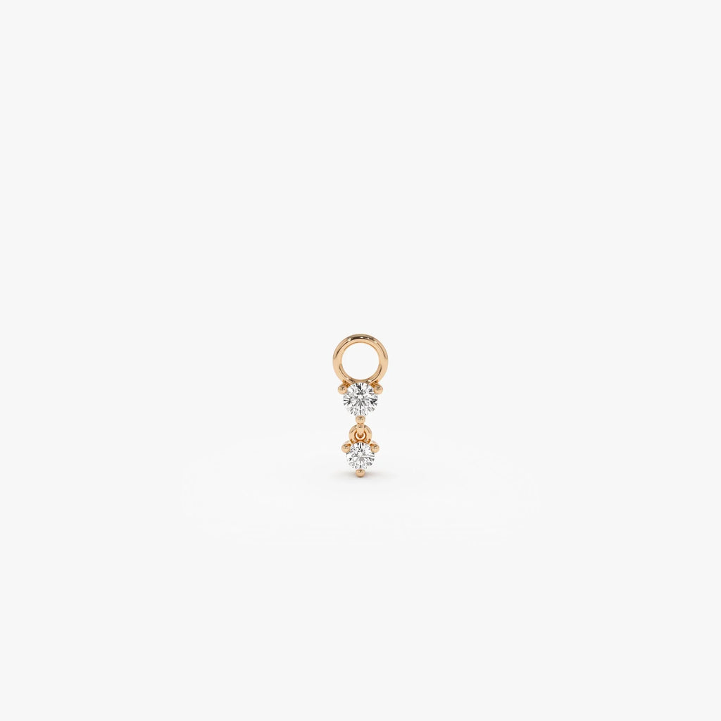 14k Gold Diamond Dangle Hoop Earring Charm 0.08 ctw