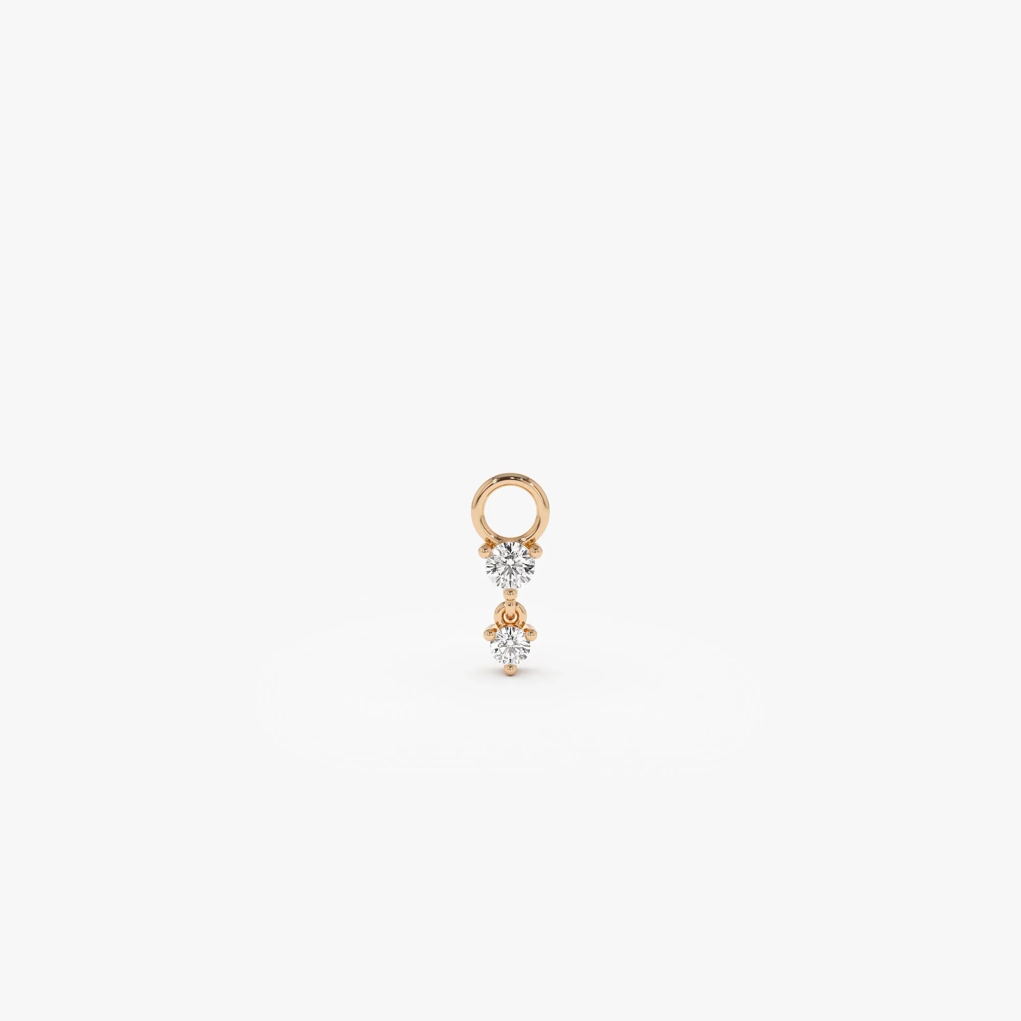 14k Gold Diamond Dangle Hoop Earring Charm 0.08 ctw