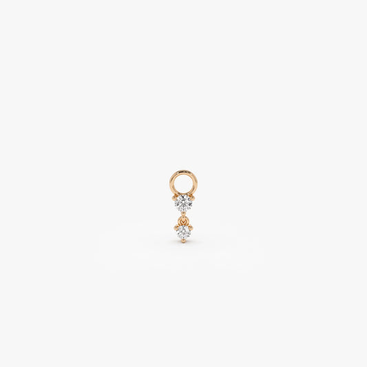 14k Gold Diamond Dangle Hoop Earring Charm 0.08 ctw