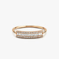 14K Gold Baguette and Round Diamond Horizontal Channel Micro Pave Ring 0.34ctw