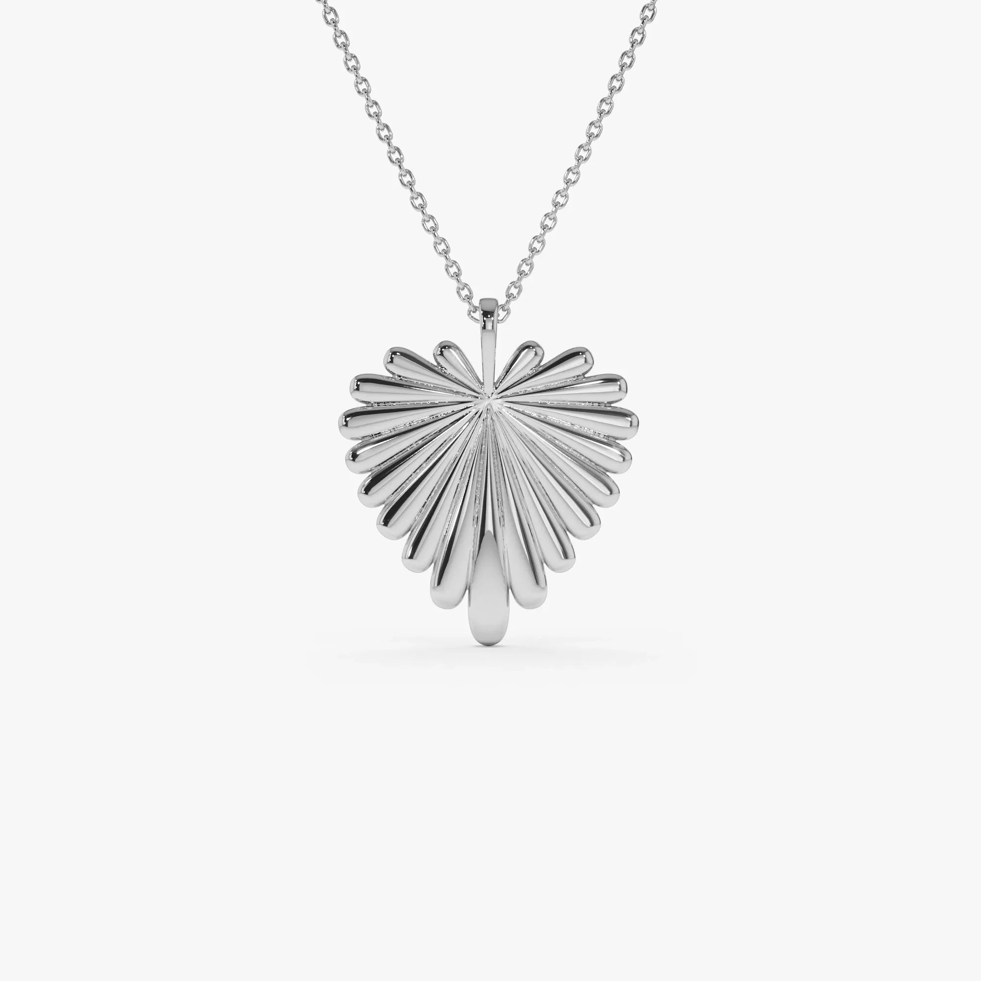 14k Solid Gold Sunburst Heart Pendant Necklace