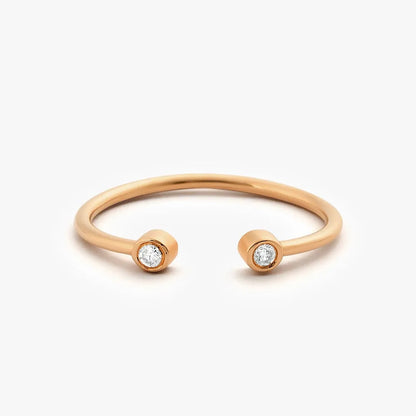14K Gold Round Diamond 0.06 CTW Double Bezel Set Open Band Ring