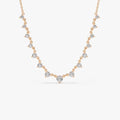 14K Solid Gold Round Diamond Graduating Necklace Prong Setting 0.85ctw