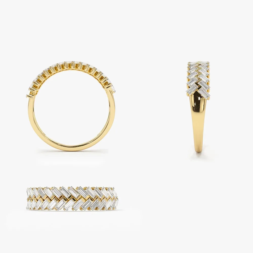 14k Gold 0.62 ctw Step Baguette Diamond Channel Prong Setting Ring