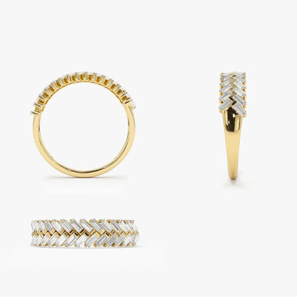 14k Gold 0.62 ctw Step Baguette Diamond Channel Prong Setting Ring