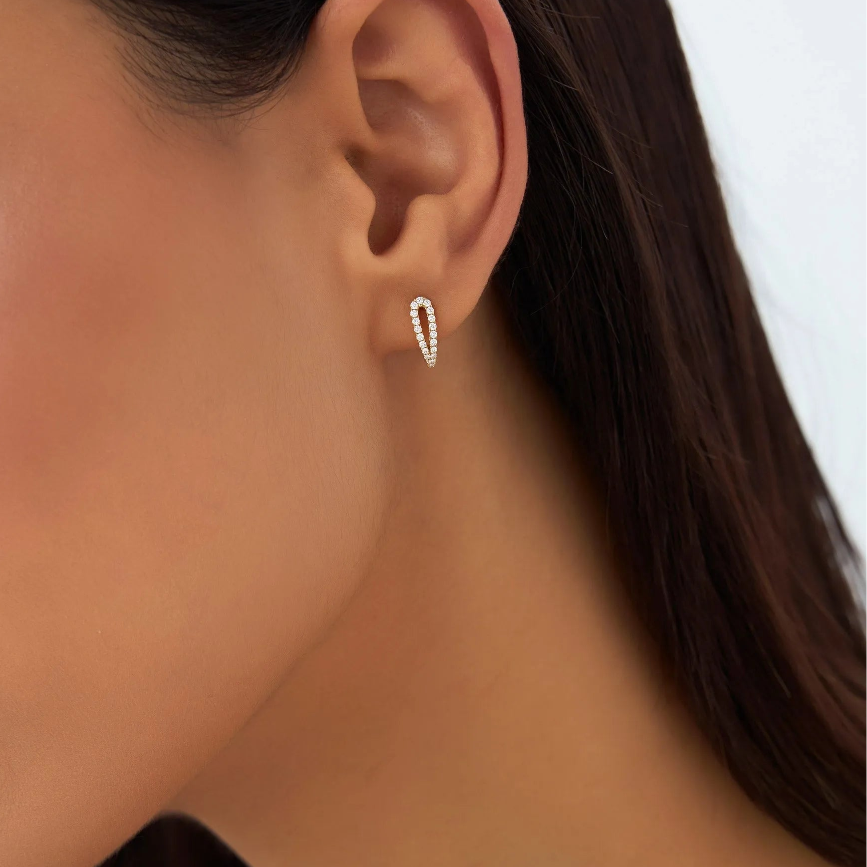 14k Gold Diamond Round Cut Double Mini Hoop Earrings 0.18 ctw