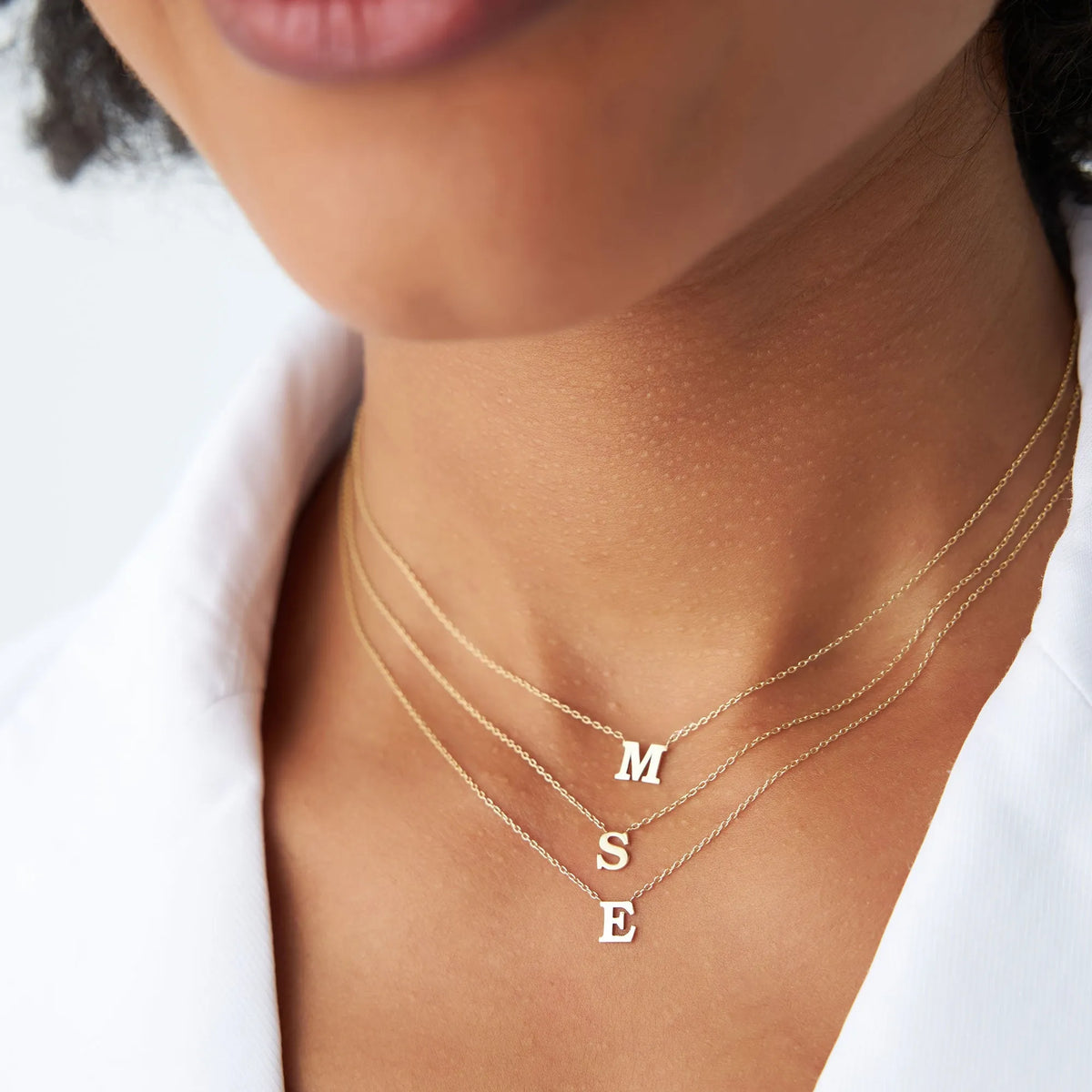 14k Solid Gold Personalized Initial Letter Pendant Necklace