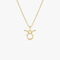 14k Solid Gold Taurus Zodiac Charm Pendant Necklace